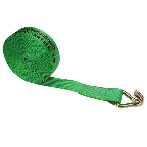 Us Cargo Control 2" x 30' Winch Strap with Wire Hook, 230WH-GRN 230WH-GRN